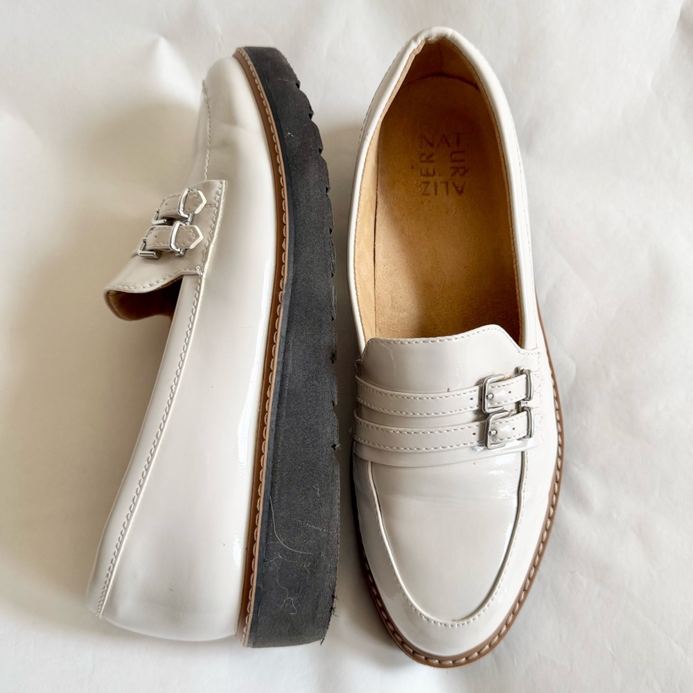 Naturalizer Eiffel Patent Leather Slip-On Loafer, Alabaster Beige Women's Size 9